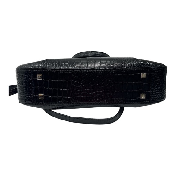 Etienne Aigner Black Crocodile-Embossed Satchel - Picture 5 of 14